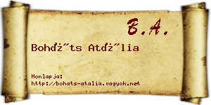 Boháts Atália névjegykártya